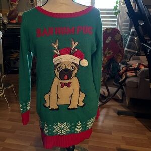 Pug Christmas sweater dress